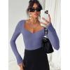 imageREORIA Womens Trendy Sexy Sweetheart Neck Double Lined Layering Long Sleeve Body suit Going Out Bodysuits TopsBlue Nova