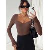 imageREORIA Womens Trendy Sexy Sweetheart Neck Double Lined Layering Long Sleeve Body suit Going Out Bodysuits TopsCoffee