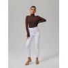 imageREORIA Womens Basic Long Sleeve Ribbed Turtleneck Leotard Stretchy Bodysuit Tops Jumpsuits02coffee