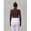 imageREORIA Womens Basic Long Sleeve Ribbed Turtleneck Leotard Stretchy Bodysuit Tops Jumpsuits02coffee