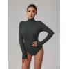 imageREORIA Womens Basic Long Sleeve Ribbed Turtleneck Leotard Stretchy Bodysuit Tops Jumpsuits03dark Grey
