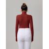 imageREORIA Womens Basic Long Sleeve Ribbed Turtleneck Leotard Stretchy Bodysuit Tops Jumpsuits04maroon Red