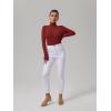 imageREORIA Womens Basic Long Sleeve Ribbed Turtleneck Leotard Stretchy Bodysuit Tops Jumpsuits04maroon Red