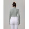 imageREORIA Womens Basic Long Sleeve Ribbed Turtleneck Leotard Stretchy Bodysuit Tops Jumpsuits08light Grey