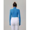 imageREORIA Womens Basic Long Sleeve Ribbed Turtleneck Leotard Stretchy Bodysuit Tops Jumpsuits09blue