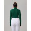 imageREORIA Womens Basic Long Sleeve Ribbed Turtleneck Leotard Stretchy Bodysuit Tops JumpsuitsArmy Green