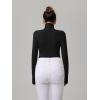 imageREORIA Womens Basic Long Sleeve Ribbed Turtleneck Leotard Stretchy Bodysuit Tops JumpsuitsBlack