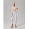 imageREORIA Womens Basic Long Sleeve Ribbed Turtleneck Leotard Stretchy Bodysuit Tops JumpsuitsNude