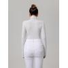 imageREORIA Womens Basic Long Sleeve Ribbed Turtleneck Leotard Stretchy Bodysuit Tops JumpsuitsWhite