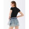 imageREORIA Womens Crew Neck Short Sleeve Thong Bodysuits Double Lined Comfy Slim T Shirt TopsBlack