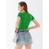 imageREORIA Womens Crew Neck Short Sleeve Thong Bodysuits Double Lined Comfy Slim T Shirt TopsGreen