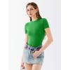 imageREORIA Womens Crew Neck Short Sleeve Thong Bodysuits Double Lined Comfy Slim T Shirt TopsGreen
