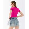 imageREORIA Womens Crew Neck Short Sleeve Thong Bodysuits Double Lined Comfy Slim T Shirt TopsHot Pink
