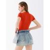 imageREORIA Womens Crew Neck Short Sleeve Thong Bodysuits Double Lined Comfy Slim T Shirt TopsRed
