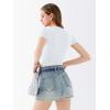 imageREORIA Womens Crew Neck Short Sleeve Thong Bodysuits Double Lined Comfy Slim T Shirt TopsWhite