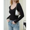 imageREORIA Womens Long Sleeve Bodysuits Basic V Neck Slim Comfy Lightweight Layering Going Out Tops Fall Winter OutfitsBlack