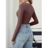 imageREORIA Womens Long Sleeve Bodysuits Basic V Neck Slim Comfy Lightweight Layering Going Out Tops Fall Winter OutfitsCoffee