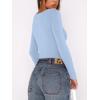 imageREORIA Womens Long Sleeve Bodysuits Basic V Neck Slim Comfy Lightweight Layering Going Out Tops Fall Winter OutfitsLight Blue