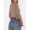 imageREORIA Womens Long Sleeve Bodysuits Basic V Neck Slim Comfy Lightweight Layering Going Out Tops Fall Winter OutfitsLight Coffee