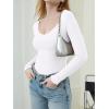 imageREORIA Womens Long Sleeve Bodysuits Basic V Neck Slim Comfy Lightweight Layering Going Out Tops Fall Winter OutfitsWhite