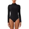 imageREORIA Womens Long Sleeve High Neck Bodysuit Ruching Elegant Bell Sleeve Tops 2025 FallWinter Designer CollectionBlack