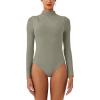 imageREORIA Womens Long Sleeve High Neck Bodysuit Ruching Elegant Bell Sleeve Tops 2025 FallWinter Designer CollectionGrayish Green