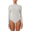 imageREORIA Womens Long Sleeve High Neck Bodysuit Ruching Elegant Bell Sleeve Tops 2025 FallWinter Designer CollectionGrey