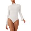 imageREORIA Womens Long Sleeve High Neck Bodysuit Ruching Elegant Bell Sleeve Tops 2025 FallWinter Designer CollectionOffwhite
