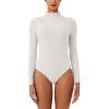 imageREORIA Womens Long Sleeve High Neck Bodysuit Ruching Elegant Bell Sleeve Tops 2025 FallWinter Designer CollectionOffwhite