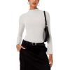 imageREORIA Womens Long Sleeve High Neck Bodysuit Ruching Elegant Bell Sleeve Tops 2025 FallWinter Designer CollectionOffwhite