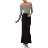 imageREORIA Womens Long Sleeve OffShoulder Strapless VNeck Double Layer Sexy Bodysuit 2025 FallWinter Designer CollectionGrayish Green