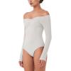 imageREORIA Womens Long Sleeve OffShoulder Strapless VNeck Double Layer Sexy Bodysuit 2025 FallWinter Designer CollectionOffwhite