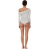 imageREORIA Womens Long Sleeve Single OffShoulder Bodysuit Ruching Sexy Elegant Tops 2025 FallWinter Designer CollectionGrey