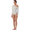 imageREORIA Womens Long Sleeve Single OffShoulder Bodysuit Ruching Sexy Elegant Tops 2025 FallWinter Designer CollectionGrey