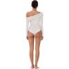 imageREORIA Womens Long Sleeve Single OffShoulder Bodysuit Ruching Sexy Elegant Tops 2025 FallWinter Designer CollectionOffwhite