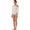 imageREORIA Womens Long Sleeve Single OffShoulder Bodysuit Ruching Sexy Elegant Tops 2025 FallWinter Designer CollectionOffwhite