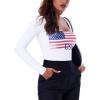 imageREORIA Womens Sexy Basic Sexy Scoop Long Sleeve Double Lined Layering Slim Bodysuit TopsUs Flag Theme