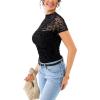 imageREORIA Womens Sexy Mock Turtle Neck Short Sleeve Shirts Sheer Mesh Ruched Trendy Going Out Bodysuits TopsBlack Leopard Pattern