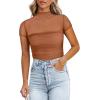 imageREORIA Womens Sexy Mock Turtle Neck Short Sleeve Shirts Sheer Mesh Ruched Trendy Going Out Bodysuits TopsTopaz