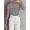 imageREORIA Womens Trendy Sexy Mock Turtle Neck Long Sleeve Sheer Mesh Ruched Going Out Bodysuits TopsDeep Grey
