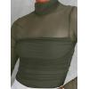 imageREORIA Womens Trendy Sexy Mock Turtle Neck Long Sleeve Sheer Mesh Ruched Going Out Bodysuits TopsGrey Green