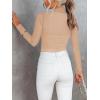 imageREORIA Womens Trendy Sexy Mock Turtle Neck Long Sleeve Sheer Mesh Ruched Going Out Bodysuits TopsNude