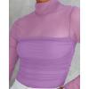 imageREORIA Womens Trendy Sexy Mock Turtle Neck Long Sleeve Sheer Mesh Ruched Going Out Bodysuits TopsViolet