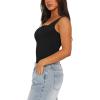imageREORIA Butsmooth Womens Basic Sexy Square Neck Sleeveless Tank Tops Bodysuits ClubwearBlack