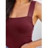 imageREORIA Butsmooth Womens Basic Sexy Square Neck Sleeveless Tank Tops Bodysuits ClubwearBurgundy