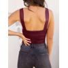 imageREORIA Butsmooth Womens Basic Sexy Square Neck Sleeveless Tank Tops Bodysuits ClubwearBurgundy