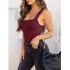 imageREORIA Butsmooth Womens Basic Sexy Square Neck Sleeveless Tank Tops Bodysuits ClubwearBurgundy