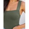 imageREORIA Butsmooth Womens Basic Sexy Square Neck Sleeveless Tank Tops Bodysuits ClubwearGrey Green