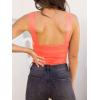 imageREORIA Butsmooth Womens Basic Sexy Square Neck Sleeveless Tank Tops Bodysuits ClubwearNeon Pink