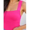 imageREORIA Butsmooth Womens Basic Sexy Square Neck Sleeveless Tank Tops Bodysuits ClubwearNeon Rose Red